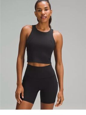 Black High-Neck Cropped Active Tank